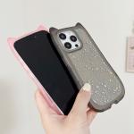 Cute Cartoon Cat Ear Glitter Sequins Transparent Case  For iPhone 17 16 15 Plus 14 Pro Max 13 12 Soft Silicone Shockproof Cover