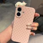 Korea Lovely Polka Dot Pattern Soft Phone Case For iPhone 17 16 15 14 13 12 Pro Max Plus X Cute 3D Cartoon Cat Shockproof Cover