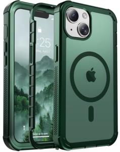 jaroco Magnetic for iPhone 13 Case, [Compatible with MagSafe][Military Grade Drop Protection][Heavy Duty Protection][Non-Slip][Shockproof] 2-Layer Durable Bumper Phone Case 6.1''-Forest Green