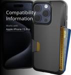 Smartish iPhone 15 Pro Wallet Case - Wallet Slayer Vol. 1 [Slim + Protective] Credit Card Holder - Drop Tested Hidden Card Slot Cover Compatible with Apple iPhone 15 Pro Case Wallet - Black Tie Affair