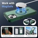 jaroco Magnetic for iPhone 13 Case, [Compatible with MagSafe][Military Grade Drop Protection][Heavy Duty Protection][Non-Slip][Shockproof] 2-Layer Durable Bumper Phone Case 6.1''-Forest Green