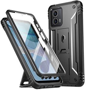 Poetic Revolution Case for Motorola Moto G 5G 2023 [Not for 2022 Version], [20FT Mil-Grade Drop Tested], Full-Body Rugged Shockproof Protective Cover with Kickstand & Built-in-Screen Protector, Black