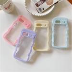 2IN1 Cute Curly Wavy Transparent Phone Case For Google Pixel 10 9 Pro 8 A Candy Color Shockproof Hard Cover For Google Pixel 7A