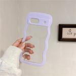 2IN1 Cute Curly Wavy Transparent Phone Case For Google Pixel 10 9 Pro 8 A Candy Color Shockproof Hard Cover For Google Pixel 7A
