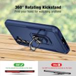 Bonkier Phone Case for Samsung Galaxy S25FE [15 FT Military-Grade Drop Protection] with 2X Tempered Glass Screen Protector, Heavy-Duty Shockproof Kickstand Phone Case (Dark Blue)