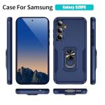 Bonkier Phone Case for Samsung Galaxy S25FE [15 FT Military-Grade Drop Protection] with 2X Tempered Glass Screen Protector, Heavy-Duty Shockproof Kickstand Phone Case (Dark Blue)