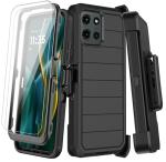 KECAI for Motorola Moto G 5G 2025 Case with Belt Clip Holster, 2X Screen Protector, Heavy Duty Shockproof Drop Protection Military Grade Rugged Full Body Phone Cover with Kickstand (Black)