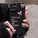 inimalist Pink Girly Bow Slogan Phone Case For iPhone 17 16 15 14 13 12 11 Pro Max XS X XR 7 8 Plus 16E SE2 Soft Silicone Cover