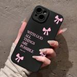 inimalist Pink Girly Bow Slogan Phone Case For iPhone 17 16 15 14 13 12 11 Pro Max XS X XR 7 8 Plus 16E SE2 Soft Silicone Cover