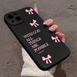 inimalist Pink Girly Bow Slogan Phone Case For iPhone 17 16 15 14 13 12 11 Pro Max XS X XR 7 8 Plus 16E SE2 Soft Silicone Cover