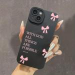 inimalist Pink Girly Bow Slogan Phone Case For iPhone 17 16 15 14 13 12 11 Pro Max XS X XR 7 8 Plus 16E SE2 Soft Silicone Cover