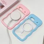Cute Wave Frame Transparency Phone Case For Googel Pixel 9 Pro 8 Funda For Googel Pixel 8A 7A For Magsafe Charger Magnetic Cover
