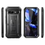 SUPCASE for Google Pixel 9A Case with Screen Protector (Unicorn Beetle Pro), [Built-in Stand & Belt-Clip] [Military-Grade Protection] Full Body Phone Case for Pixel 9A 2025, Black