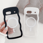 Cute Wave Frame Transparency Phone Case For Googel Pixel 9 Pro 8 Funda For Googel Pixel 8A 7A For Magsafe Charger Magnetic Cover