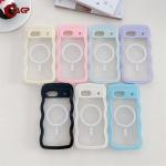 Cute Wave Frame Transparency Phone Case For Googel Pixel 9 Pro 8 Funda For Googel Pixel 8A 7A For Magsafe Charger Magnetic Cover