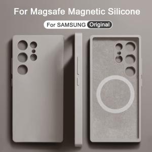 Magsafe Magnetic Wireless Charge Cover For Samsung S24 S23 S21 S22 S25 Ultra Case A54 A15 A55 A35 5G Liquid Silicone Phone Cases