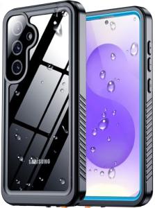 SPIDERCASE Upgraded for Samsung Galaxy S25 Case Waterproof,Built-in Screen & Camera Lens Protector[IP68 Underwater] [Military Grade Shockproof] Full Body Protection Phone Case,Blue/Clear