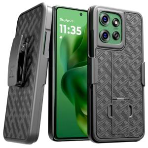 for Motorola G Power 5G (2025) Case with Belt Clip Holster, Kickstand Slim Cover Phone Case for Moto G Power 5G (2025) - Black