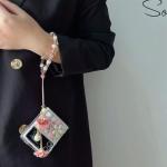 for Moto Razr 40,Motorola Moto Razr 2023 Case,Cute Luxury 3D Crystal Rhinestone Diamond Flowers Sparkle Stunning Stones Pearl with Wrist Strap Women Girls for Motorola Razr 2023