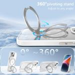 TaeliorTech 360° Spin Invisible Magnetic Stand for iPhone 14 Case [Military Grade Shockproof] [Compatible with MagSafe] Slim Translucent Matte Phone Case for iPhone 14 (6.1"), White