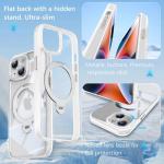 TaeliorTech 360° Spin Invisible Magnetic Stand for iPhone 14 Case [Military Grade Shockproof] [Compatible with MagSafe] Slim Translucent Matte Phone Case for iPhone 14 (6.1"), White