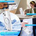 TaeliorTech 360° Spin Invisible Magnetic Stand for iPhone 14 Case [Military Grade Shockproof] [Compatible with MagSafe] Slim Translucent Matte Phone Case for iPhone 14 (6.1"), White