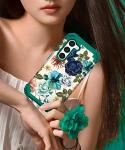 Hocase for Galaxy S23 Plus Case, Shockproof Heavy Duty Protection Soft Silicone Rubber Bumper+Hard Plastic Hybrid Protective Case for Samsung Galaxy S23 Plus (6.6"") 2023 - Teal Flowers