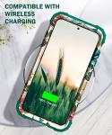 Hocase for Galaxy S23 Plus Case, Shockproof Heavy Duty Protection Soft Silicone Rubber Bumper+Hard Plastic Hybrid Protective Case for Samsung Galaxy S23 Plus (6.6"") 2023 - Teal Flowers