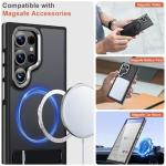 MALEWOLF Magnetic for Samsung Galaxy S22 Ultra Case with 3 Stand Ways, [Invisible Stand] Color-Blocked with Anti-Slip Edge Anti-Drop Shockproof Slim Phone Case for Galaxy S22 Ultra 6.8” (Black/Grey)