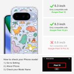 MOSNOVO Case for Google Pixel 10 & Pixel 10 Pro, [Buffertech 6.6ft Military-Grade Drop Protection] [Anti Peel Off Tech] Clear TPU Bumper Phone Case Cover Design - Dinosaur Land