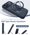 TORRAS Ostand Q3 Silicone for iPhone 17 Pro Max Case, Fit for MagSafe, 360 Spin Ring Holder Stand, Soft Liquid Silicone Cozy Grip, Camera Control, Protective Case for iPhone 17 Pro Max, Deep Blue