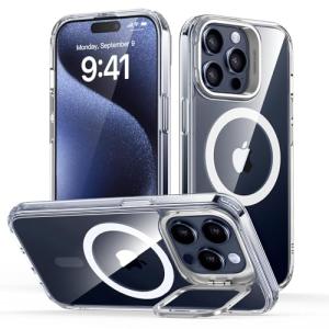 ESR for iPhone 15 Pro Max Case, Compatible with MagSafe, Military-Grade Protective Clear Case for iPhone 15 Pro Max,Built-in Stash Stand Phone Case, Scratch-Resistant Back Cover, Classic Series,Clear