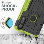 for Moto E Phone Case, Motorola e Case with HD Screen Protector, Shockproof Silicone Protective with Kickstand Hard Phone Cover for Moto E (2020) (Green)