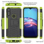 for Moto E Phone Case, Motorola e Case with HD Screen Protector, Shockproof Silicone Protective with Kickstand Hard Phone Cover for Moto E (2020) (Green)