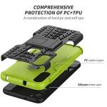 for Moto E Phone Case, Motorola e Case with HD Screen Protector, Shockproof Silicone Protective with Kickstand Hard Phone Cover for Moto E (2020) (Green)