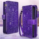 Harryshell Detachable Wallet Leather Case Compatible with Motorola Moto G 2025 Magnetic Phone Case Zipper with Cash Coin Pocket Multi Card Slots Holder Wrist Strap (Flower Purple)