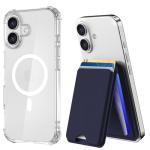 Siaincsy for iPhone 16 Case with Card Holder & Kickstand, 5 Cards Holder, Magnetic Transparent Yellowing Resistant Protective Phone Cover, Military Drop Proof, Blue