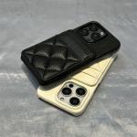 Luxury Card Pocket Wallet Leather Phone Case for iPhone 16 17pro max 15 17 14 Pro 13 12 Trendy Lattice Card Slot Matte Cover