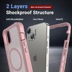 jaroco Magnetic for iPhone 13 Case, [Compatible with MagSafe][Military Grade Drop Protection][Heavy Duty Protection][Non-Slip][Shockproof] 2-Layer Durable Bumper Phone Case 6.1''-Light Pink