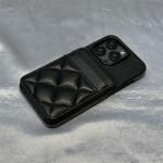 Luxury Card Pocket Wallet Leather Phone Case for iPhone 16 17pro max 15 17 14 Pro 13 12 Trendy Lattice Card Slot Matte Cover