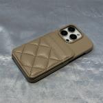 Luxury Card Pocket Wallet Leather Phone Case for iPhone 16 17pro max 15 17 14 Pro 13 12 Trendy Lattice Card Slot Matte Cover