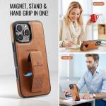 Ultra-thin Folding Stand Leather Phone Case For iPhone 12 13 14 15 16 Pro Max Plus Magnetic Car Mount Shockproof PU Covers