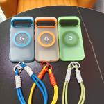 Wrist Lanyard Matte Candy Colored Magnetic Case For Google Pixel 9 8 Pro  XL 10 9a 8a For Magsafe Charging PC Translucent Cover