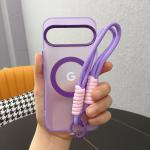 Wrist Lanyard Matte Candy Colored Magnetic Case For Google Pixel 9 8 Pro  XL 10 9a 8a For Magsafe Charging PC Translucent Cover