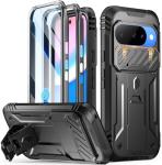Poetic Revolution Case for Google Pixel 10/10 Pro 5G, [Slide Camera Cover], Built-in Screen Protector [Work with Fingerprint ID], [2 Front Frame] Full Body Rugged Shockproof Case with Kickstand, Black