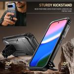 Poetic Revolution Case for Google Pixel 10/10 Pro 5G, [Slide Camera Cover], Built-in Screen Protector [Work with Fingerprint ID], [2 Front Frame] Full Body Rugged Shockproof Case with Kickstand, Black