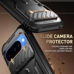 Poetic Revolution Case for Google Pixel 10/10 Pro 5G, [Slide Camera Cover], Built-in Screen Protector [Work with Fingerprint ID], [2 Front Frame] Full Body Rugged Shockproof Case with Kickstand, Black