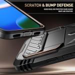 Poetic Revolution Case for Google Pixel 10/10 Pro 5G, [Slide Camera Cover], Built-in Screen Protector [Work with Fingerprint ID], [2 Front Frame] Full Body Rugged Shockproof Case with Kickstand, Black