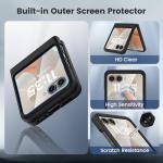 Caka for Motorola Moto Razr 2025/2024 Case with Clip and Screen Protector [NOT for Plus or Ultra], Slim Thin Flip Phone Cover and Belt Hip Holster Combo Accessories for Razr 50 & 60 - Black