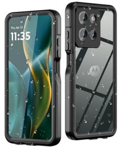 ZWWADR for Moto G 2025 Case, IP68 Waterproof Case with Built-in Screen Protector, Full Body Shockproof Dustproof Rugged Protective Phone Case for Motorola Moto G 2025 Black